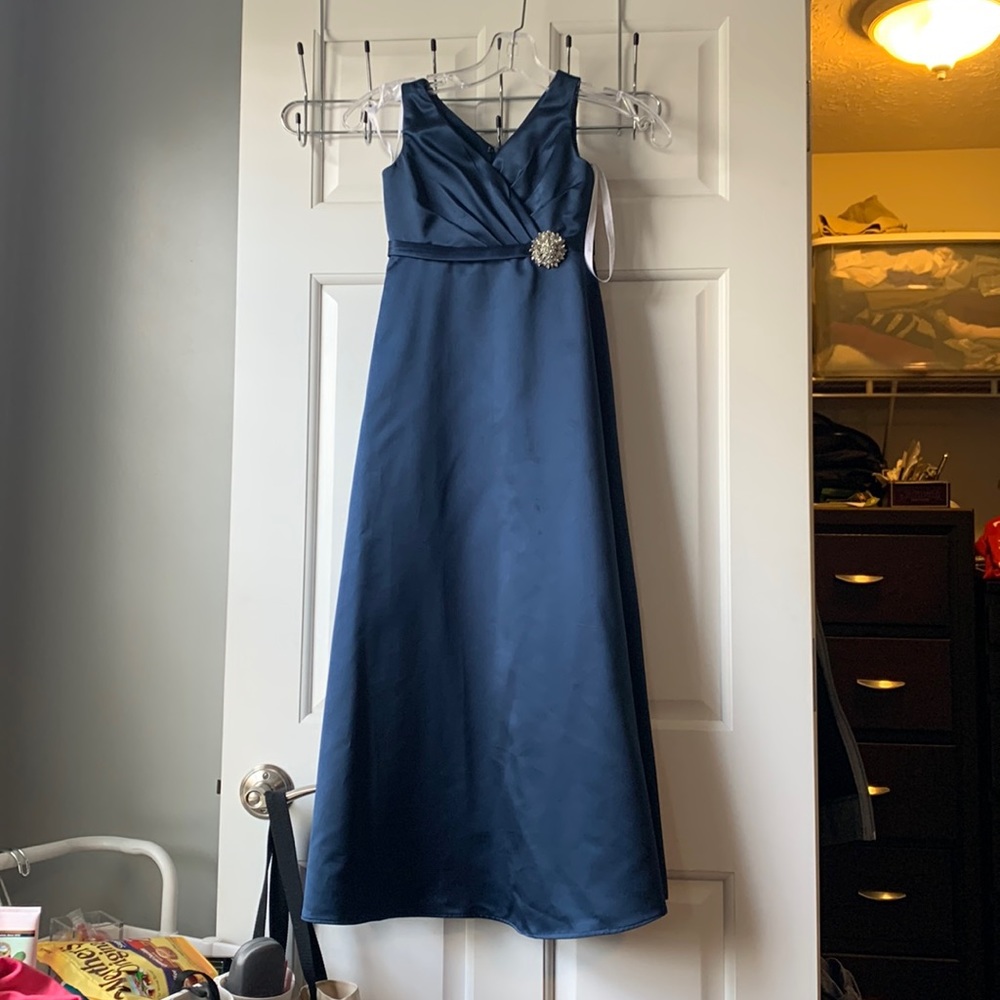 Junior flower girl dress navy
